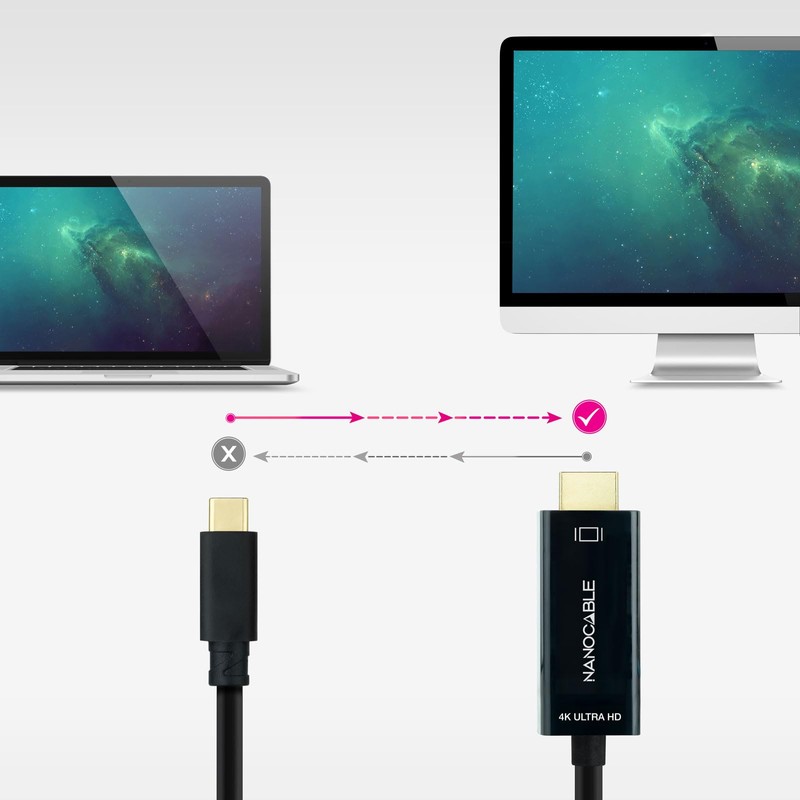 NANOCABLE 10.15.5105 Konverterkabel USB-C auf HDMI, USB-C/M - HDMI/M, Schwarz,