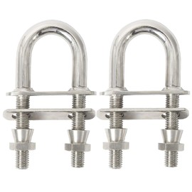 NovelBee 2pcs 316 Stainless Steel Heavy Duty Stern Bow Eye U Bolt with Taper Safety Lock Nut,Welding Plate and Washer