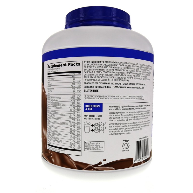 Muscle Milk Gainer Protein Powder, Chocolate, 32g Protein, 5 Pound