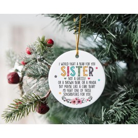 Funny for Sister Ornaments, Sister Birthday Gifts from Sister Brother, Sister Bear, Sister Christmas Ornament, Ceramic Plaque Birthday for Soul Sister