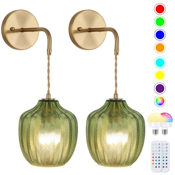 EIDEARAY Battery Operated Wall Sconce, Wireless Wall Sconces RGB Color