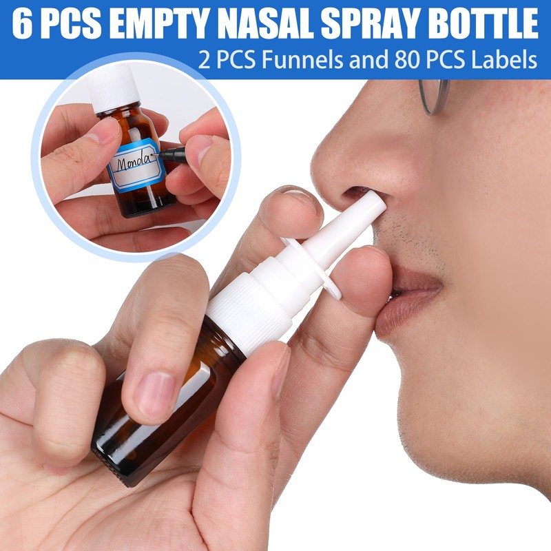 ZHWKMYP 10 Pcs Nasal Spray Bottle, 10ML/0.35OZ 6 Pcs Refillable