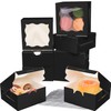 Bakepacker Black Bakery Boxes with Window 4x4x2.5 inches Small Size
