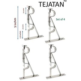 TEJATAN Double Curtain Rod Brackets (Silver, Set of 4 (2 Pair))