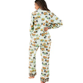 Lazy One Rolltel Button-Down Adult Pajama Set, Classic Button-Down Shirt and Pants Pjs, Camping, Trailer