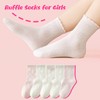 BISOUSOX Ruffle Socks Girls Socks 6-8 Years Old White Cute