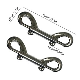 Xihuimay Pack of 4 Double Ended Bolt Snap Hook 3.5" Zinc Alloy Spring Hook Nickel Plated Metal Clips Trigger Chain Clips Multipurpose Hardware Buckle for Horse Tack Dog Leash Garage Use, Black
