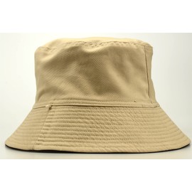 RF Large Size Bucket Hat, Reversible 24.0 - 25.6 inches (61 - 65 cm), Cap (100% Cotton), Removable Drawstring, Unisex, black | khaki