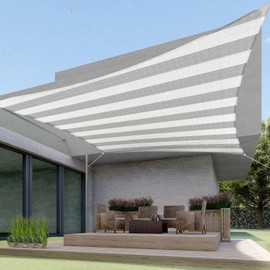 ECOOPTS 5'x8' Sun Shade Sail Rectangle Canopy Cover for Outdoor Patio Pergola Backyard Garden 180GSM HDPE Fabric 95% UV Blockage (Gray White)