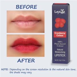 LAPIXO 100% Plant-based Color, Edible Natural Moisturizing Lipstick, Antioxidant-rich Superfood Ingredients | Natural Matte Vibrant Color | Made in Australia | Clean Beauty (Cranberry color)