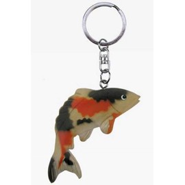 Nishikigoi Koi fish wooden keyring