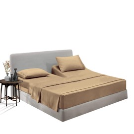 SGI bedding 36" King Split Top Flex Head Sheet 100% Egyptian Cotton Sheet Set - 600 Thread Count Flex Top Sheet Adjustable Bed - 4 Piece Sheet Set 18" Deep Pocket Sleep Number Bed - Beige Solid