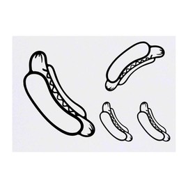 4 x 'Hot Dog' Temporary Tattoos - Water Resistant, Skin-Safe, Non-Toxic Transfers, Mixed Sizes (TO00036309)