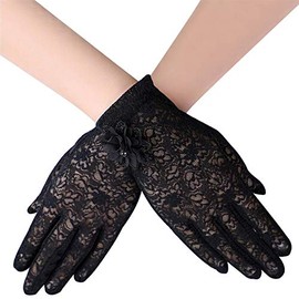 Golden Apple LERTREE 1 Pair Ladies Lace Gloves Womens Black Mittens for Wedding Opera Evening Party Banquet Dress (Black)