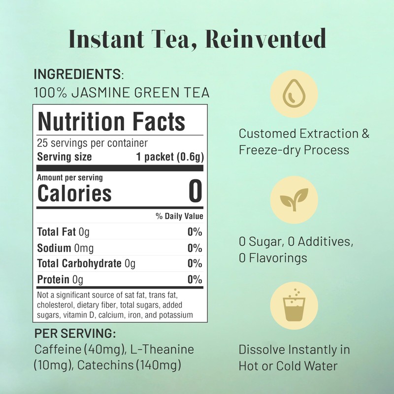 CHAYEAH, Craft Instant Jasmine Tea, Unsweetened Jasmine Tea Powder, On-the-Go