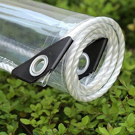 GQZGGXX Clear Vinyl Tarp - 0.35mm Clear PVC Tarp, with Grommets and Tying Rope - Duty Heavy Tear Resistant Cover for Camping, Plants Greenhouse, Cars, Patio and Pavilion (4' x 6')
