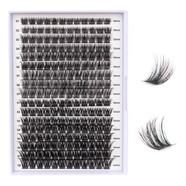 204Pcs Wimpern Einzeln DIY Cluster Wimpern D Curl Lash Clusters Individuelle Wimpern Extensions Wiederverwendbar Wimpernbüschel DM27+DM28 Volume Wimpernbüschel Wimpern zu Hause(10-16MIX,DM27+DM28)