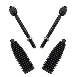 TRQ Front Driver & Passenger Side Inner Steering Kit Steering Rack & Pinion Bellow Tie Rod Compatible with 2006-2018 Toyota RAV4