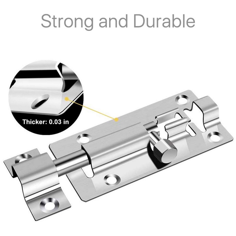 2 pcs 3 Inch Barrel Bolt Security Lock, Stainless Steel