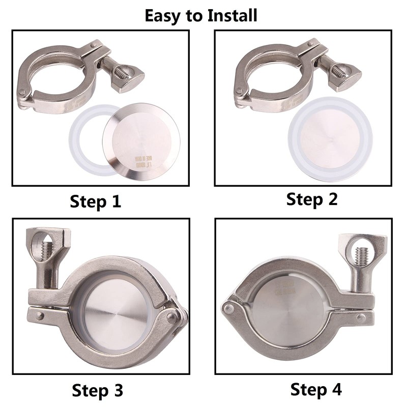 DERNORD 2 Pack Tri Clamp Sanitary Fitting Set SS304 Heavy