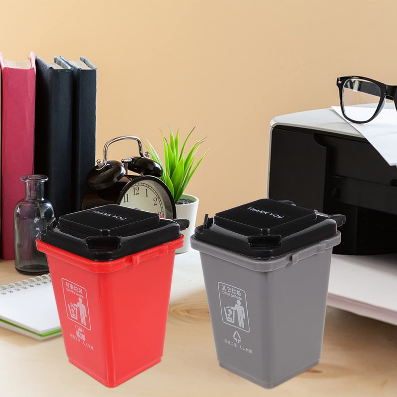 Healeved Creative Desk Bin Trash Can Shape Pen Organizer Lid