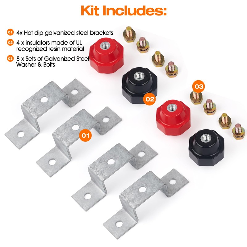 4pcs 2500V Standoff Insulators with Busbar Mounting Brackets