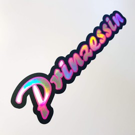 folien-zentrum - Princess Lettering 17 x 4 cm - High-Quality Car Sticker Oilslick Black - Colour Changing Rainbow Flip Flop Hologram Effect - JDM Tuning Sticker Decal Car Sticker Fun