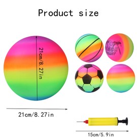 Lqucwepp 5PCS 8.27" Rainbow Sports Balls with Bonus Air Pump(Random Color),for Ball Ga-Mes Gym Camps Yoga Exercises Indoor Outdoor Rainbow for Indoor and Outdoor Use