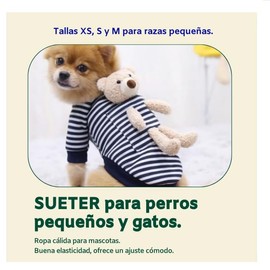 SUETER para perros pequeños y gatos, ropa cálida ideal para otoño, invierno y Navidad. Ajustable y de cuello alto para chihuahua, french, bichon, yorkey, bulldog, beagles. (AZUL-BLANCO, X-Small)