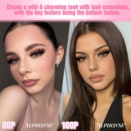ALPHONSE Fluffy Lash Clusters with Bottom Lashes 12-20MM Cluster Eyelash Extensions Thick Volume Individual Lashes 320pcs DIY Lash Extension Clusters for Beginners (80D+100D)