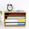 WKWKER File Organizer with 3 Adjustable Shelves Bamboo Document Letter