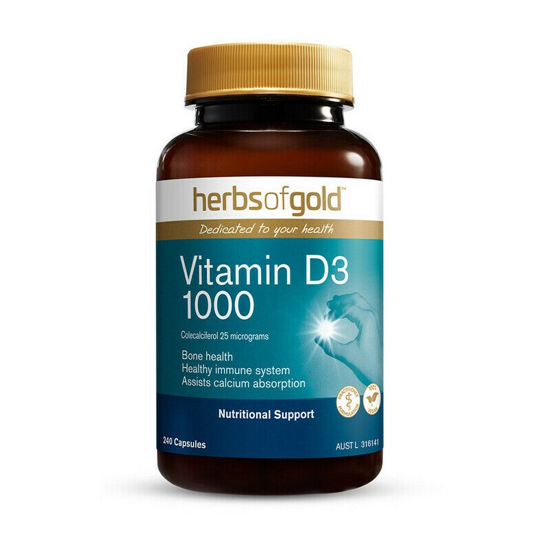 Herbs of Gold Vitamin D3 1000, 120 Capsules