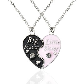 Little Big Sister Gifts for Women Sisters Matching Sister Necklaces for 2 Sisters Birthday Chrismas Gifts from Sisters Broken Heart Necklace for Female Twin Sisters Gifts for Friends Besties
