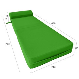Danfuton Sleeper Chair Folding Foam Beds, Foldable Sofa Bed Sit Sleep 6 x 24 x 70 Lime