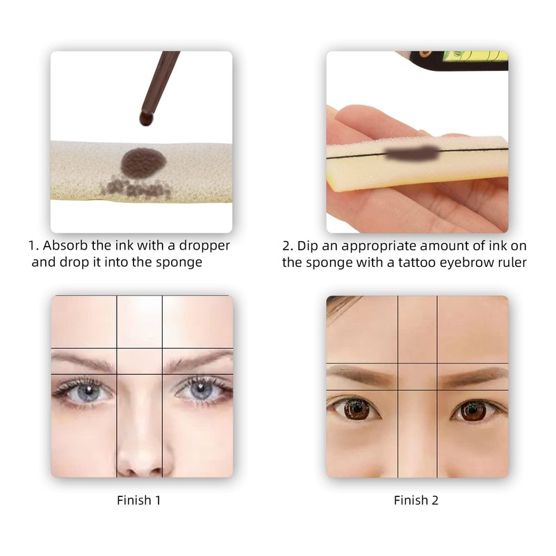 ATOMUS Eyebrow Tattoo Bow Mapper with Strings Sponges Ink Dropper