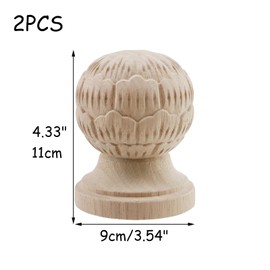 HEVSTIL Unfinished Wood Finials 2-Pack (4.33"x3.54") - Handcrafted Bed Post Toppers - Multi-Purpose Decorative Finials for Curtain Rods, Flagpoles & DIY Crafts