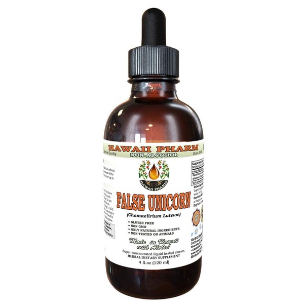 HawaiiPharm False Unicorn Alcohol-Free Liquid Extract, False Unicorn (Chamaelirium Luteum) Dried Root Glycerite Natural Herbal Supplement 4 oz