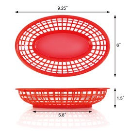 New Star Foodservice 44171 Fast Food Baskets, 9 1/4-Inch x 6-Inch Oval, Set of 36, Red