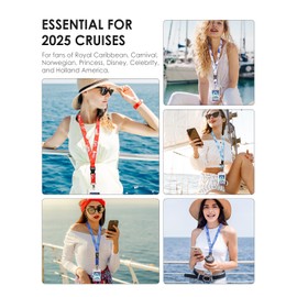 LUMINIPH 5 Pack Cruise Lanyards with Ocean Creature Design, Cruise Ship Lanyards with Waterproof ID Badge Holders for All Cruise Lines 2025, Light Blue