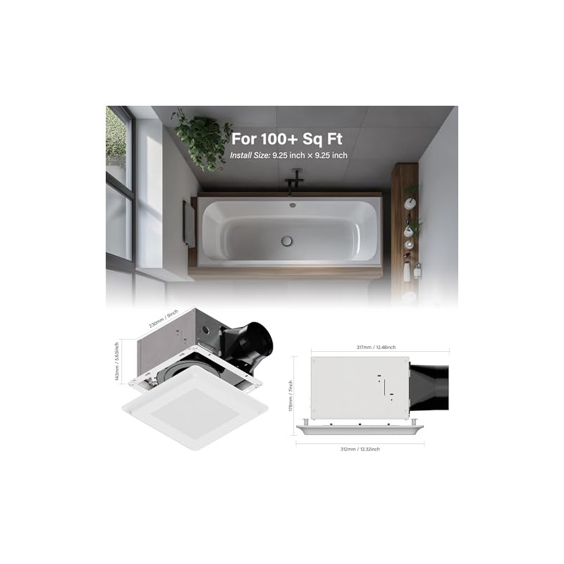 2 In 1 Bath Fan With LED Light, 25W Ceiling
