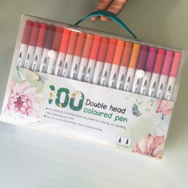 Vogueing Tool Artist Colouring Pens, 100pcs Journal Pens Set Dual Tip Brush Marker Pens Fineliner Pens Coloured Sketch Writing Drawing Pens for Journal Note Taking and Colouring Books