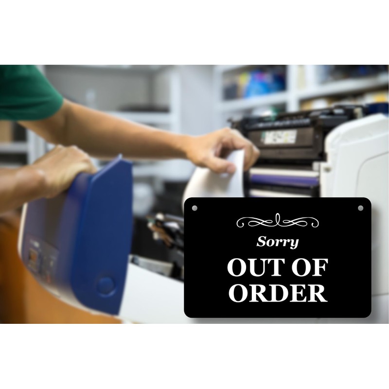 OriginDesigned Black 'Sorry OUT OF ORDER' Acrylic Sign, 5.5" x