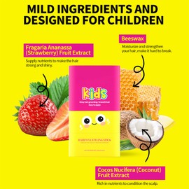 Hair Wax Stick for Kids Styling - Hair Wax Stick for kids - 2-in-1 Design with Built-in Comb, Slick, for kids Waxes, Moisturizing, Non-Greasy, Easy to Use, Compact and Portable