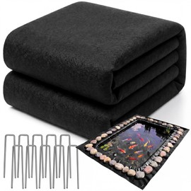 15 x 15 ft Pond Liner Underlayment with 10 U-pins, 9oz, Black