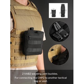 VIPERADE CHP2 Molle Tactical Bag, EDC Pouch, Tactical Molle Bags, EDC Organiser, Utility Molle Pouch 500D for EDC Tools/Digital Storage/Camping Bush Craft Survival Black