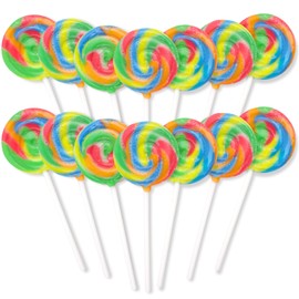 Mini Swirl Lollipops, Rainbow Suckers, Individually Wrapped Candy, Party Favors, 14 Count