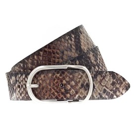 Vanzetti Women's Leather Belt with Snake Print 30 mm Leather Belt, Dark Brown / Multi