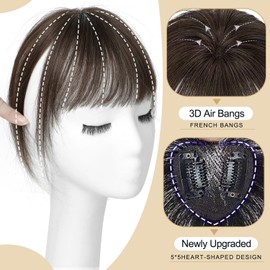 SEA SINGING Clip in Bangs Human Hair 100% clip in hair extensions real human hair Air bangs hair clip human hair Hairpieces for Daily Wear(8inch,4TM#)…