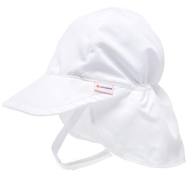 Nozone Better Baby Flap Sun Hat, Wide Brim Breathable Beach Hat with Adjustable Strap, UPF 50+ Protection in White, 9-18 Months