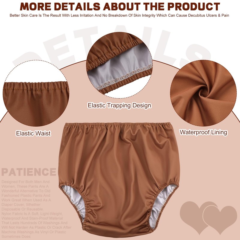 Panitay 8 Pcs Adult Diaper Cover Incontinence Leakproof Plastic Pants